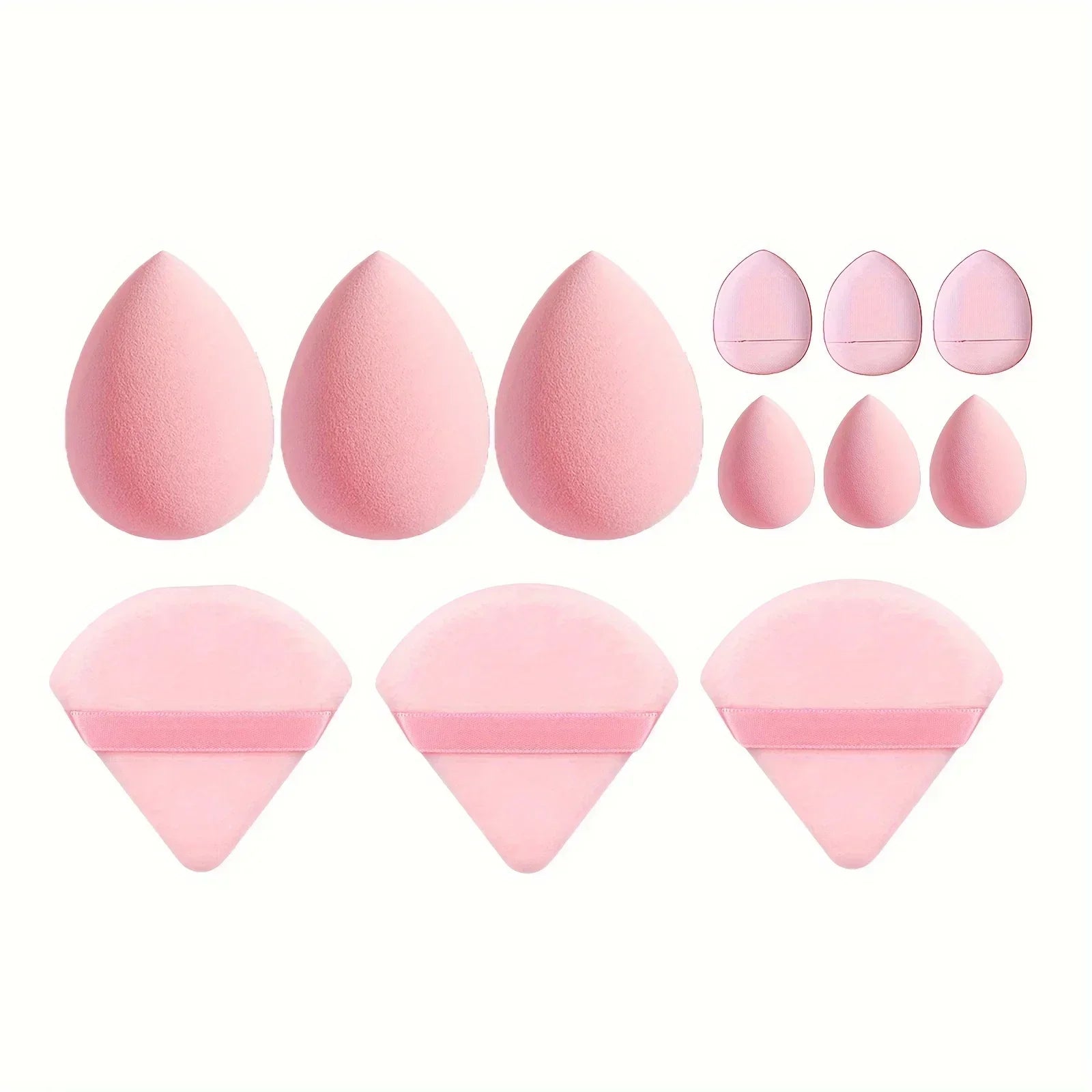 Set of pink makeup sponges and powder puffs for foundation and beauty blending